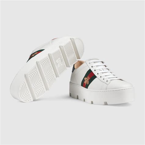 Zapatillas Ace con Plataforma Mujer en piel blanca 